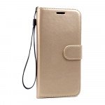 Wholesale Galaxy S8 Plus Folio Flip Leather Wallet Case with Strap (Champagne Gold)